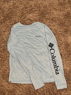 Columbia Light Blue Long Sleeve Performance Tee with Sleeve Logo